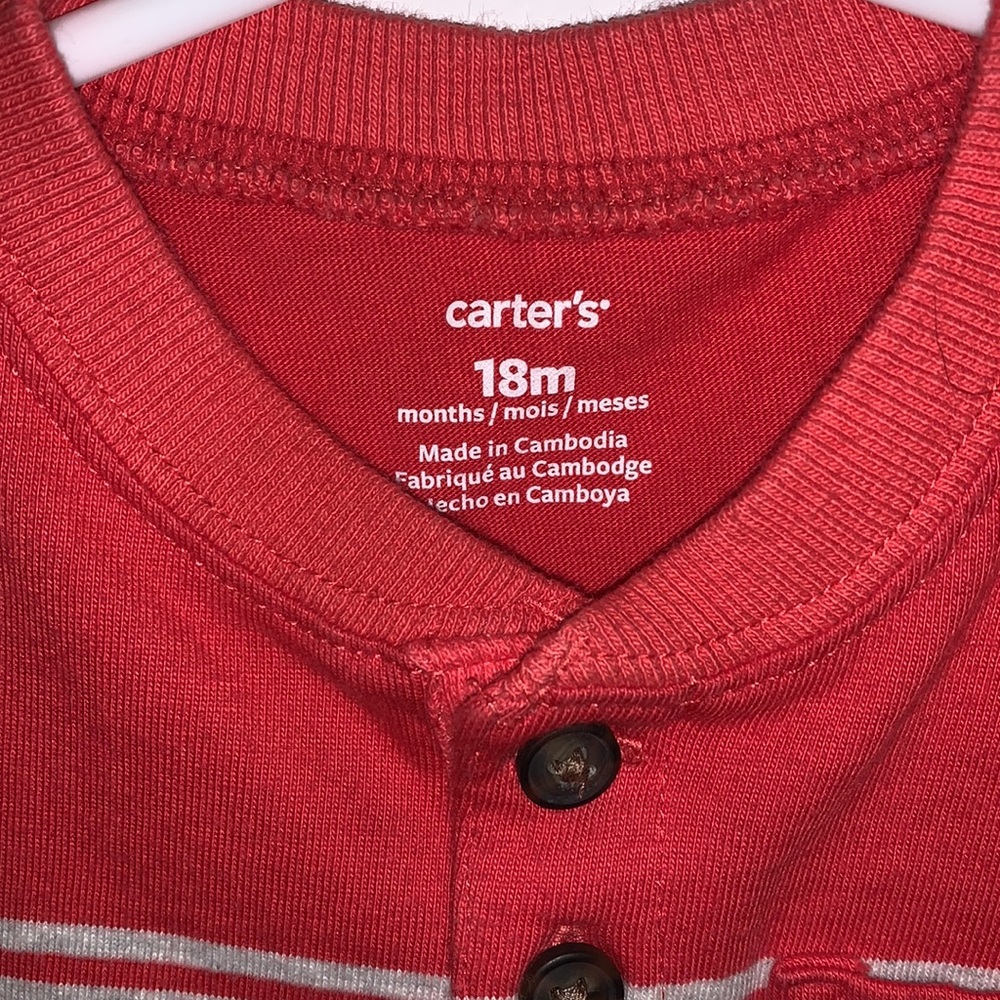 EUC! Carter’s Red and Gray Romper - Picture 3 of 3